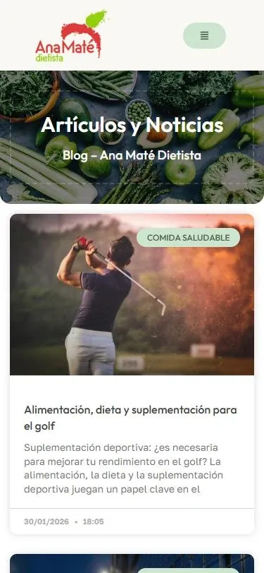 Blog de la web de Ana Maté en el móvil
