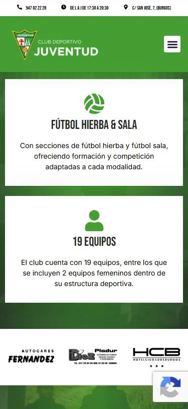 Web de CD Juventud en el móvil
