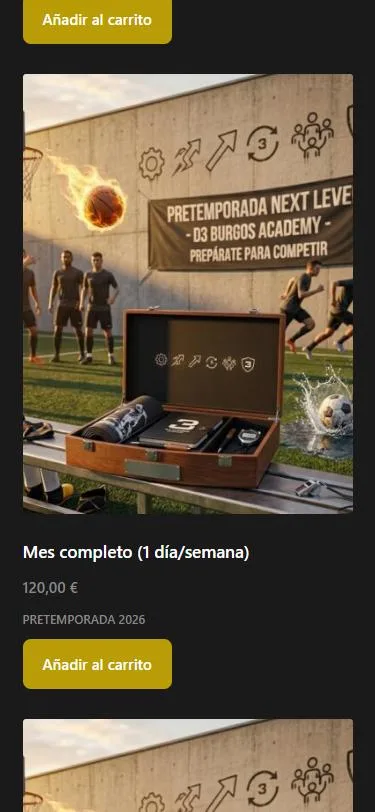 Pretemporada de D3 Burgos en la tienda online